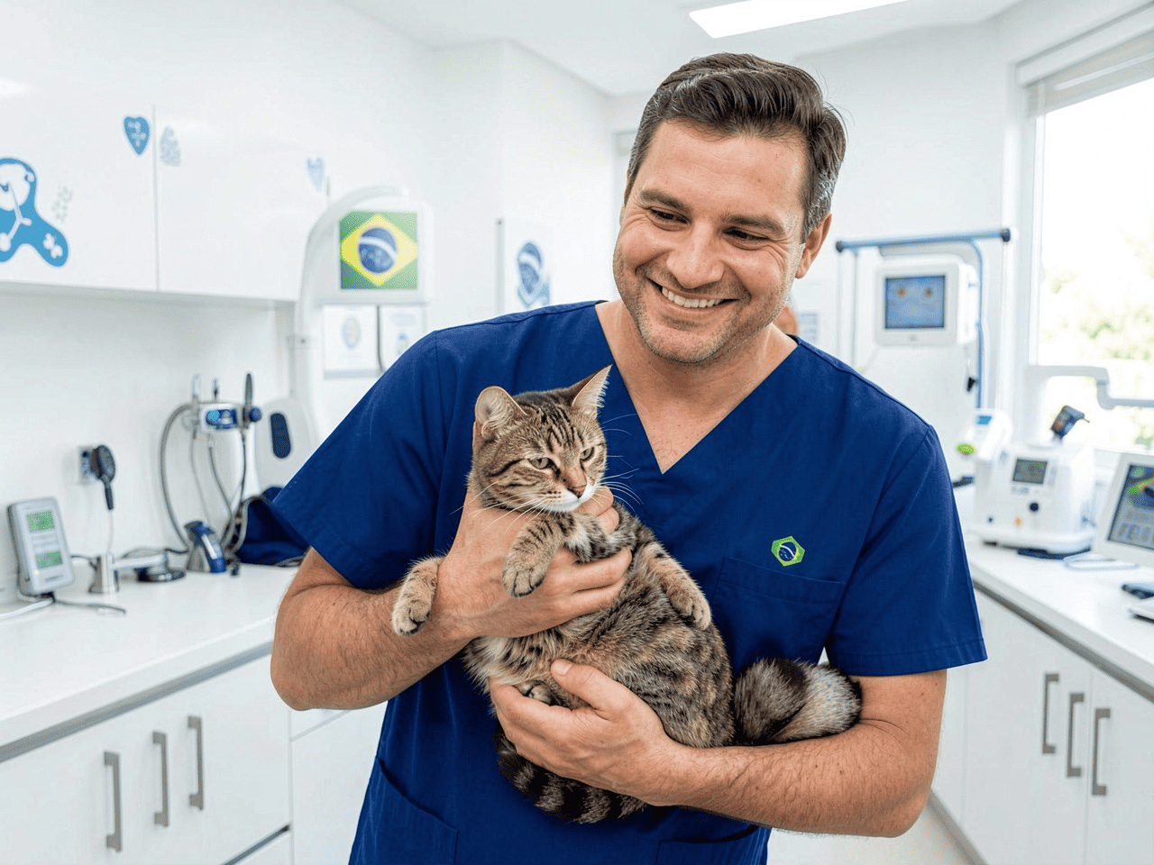 Dr. Roberto Santos com gato